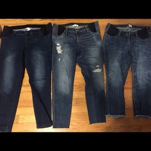 Set of three side-panel maternity jeans